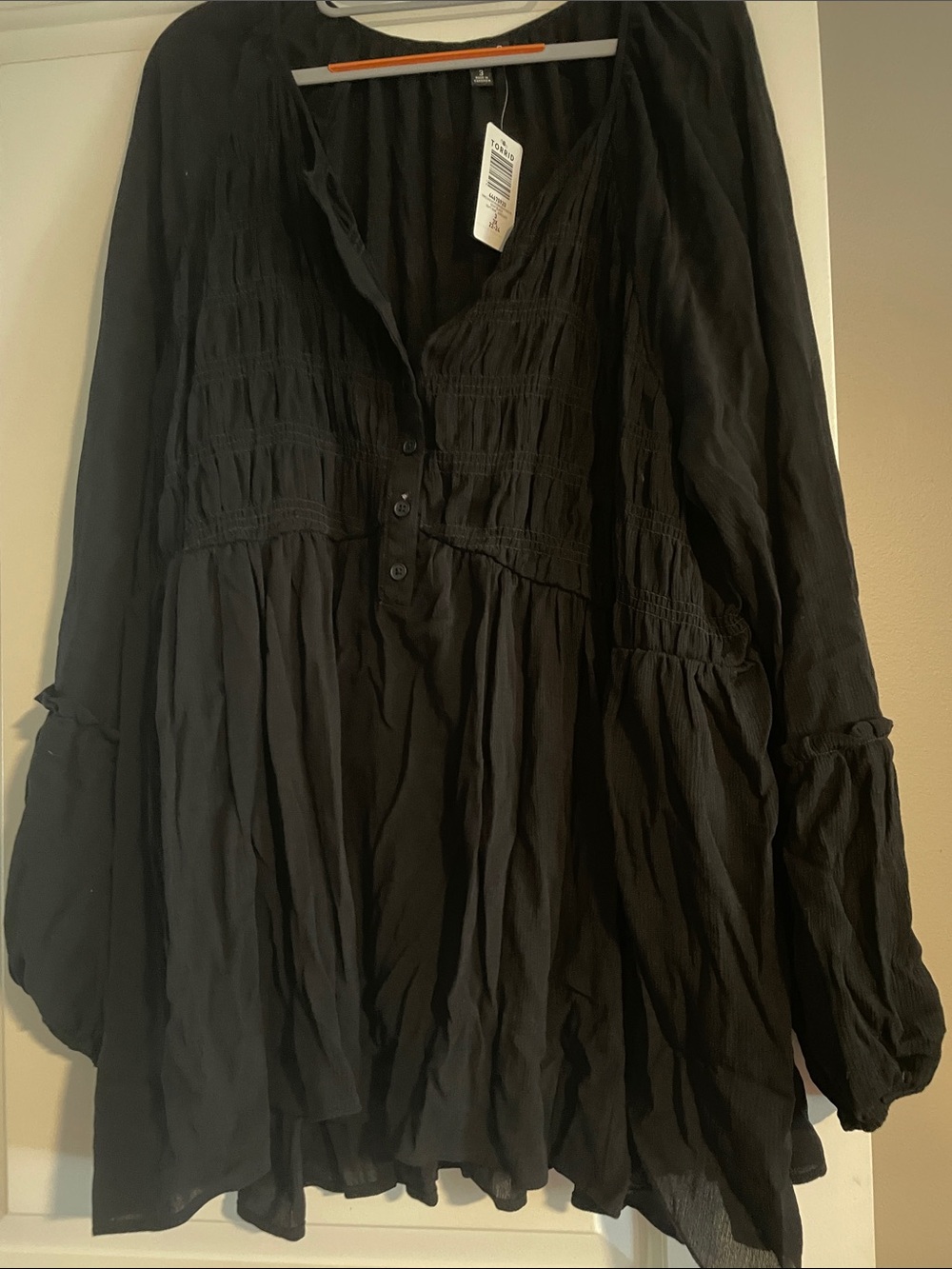torrid Black Smocked Peasant Tunic Top
